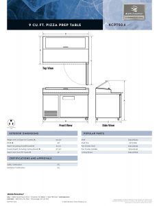 Kelvinator KCHPT50.6 48" One Door Refrigerated Pizza Prep Table