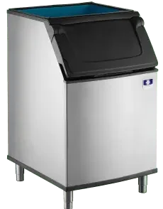 Front view of the 30-inch Manitowoc D570 ice storage bin featuring a DuraTech stainless finish and a side-hinged access door.