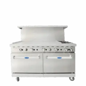 60" Gas Range with 48" Griddle and Two Open Burners ATOSA AGR-2B48GL