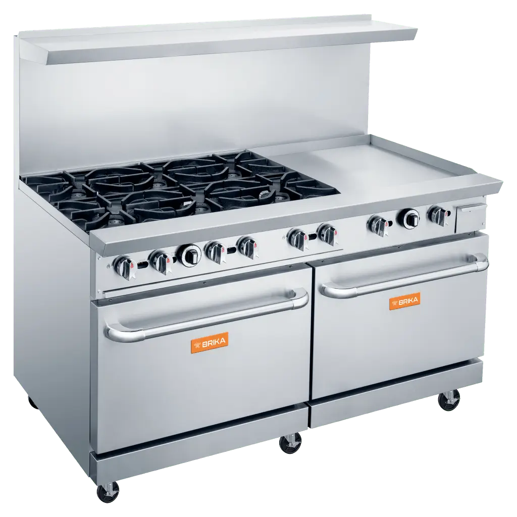 BGR-6B-G24-diagonal-1024x1024-1-2.png 6 Burner Gas Range and 24" Griddle BRIKA BGR-6B-G24 - Image 1