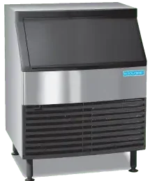 Front view of the Koolaire KDF-0250A undercounter ice machine with a stainless steel finish and a hideaway bin door.