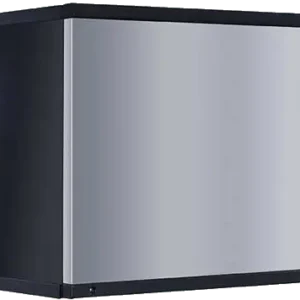 Front view of a modular ice machine head featuring a stainless steel finish and a front-access air filter.