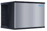 Front view of a modular ice machine with a stainless steel finish and side-access air filter.