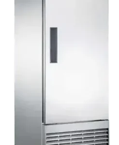 Single door stainless steel upright freezer on wheels
