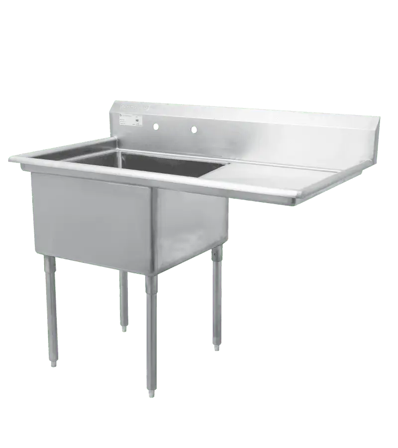 Thorinox-high-quality-stainless-steel-commercial-kitchen-equipment-stainless-steel-sink-24-with-drainboard.png 24" x 24" Single Sink With Right Drainboard Thorinox TSS-2424-R24 - Image 1