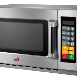 A large 34L EFI MW-341000120 commercial medium-duty microwave oven with a stainless steel finish and digital touch controls.