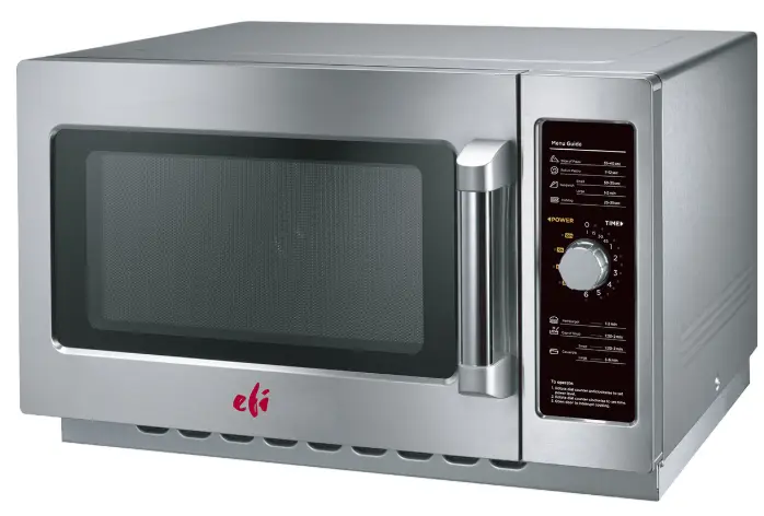 A large 34L EFI MW-341000120-D commercial medium-duty microwave oven with a stainless steel finish and manual dial control.