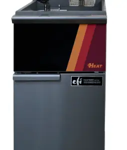 Stainless Steel EFI fryer with four legs and one fry basket.