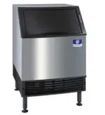 A 26-inch wide commercial undercounter flake ice machine with a stainless steel finish and a 90 lb storage bin.