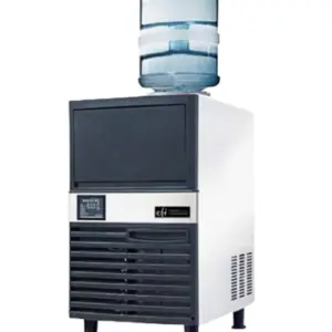 A commercial bottled water ice machine with 120 lb daily production and 40 lb storage bin.