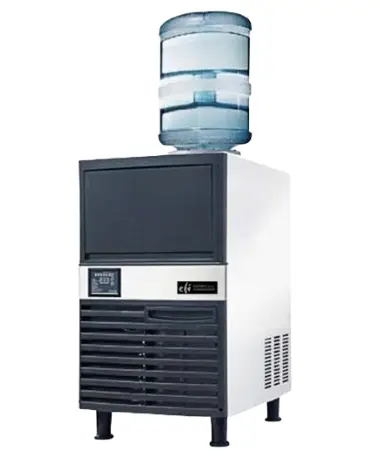 A commercial bottled water ice machine with 120 lb daily production and 40 lb storage bin.