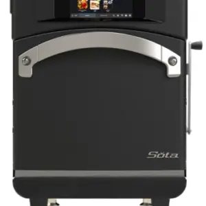 A stainless steel TurboChef Sota i1 El Bandido oven featuring a digital touchscreen and a high-performance panini press handle.